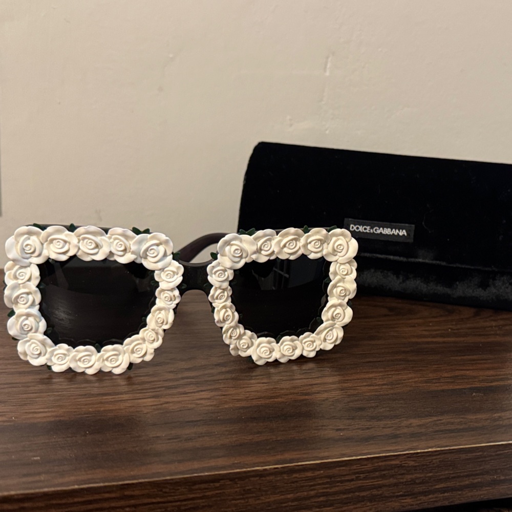 Dolce & Gabbana Black and White Floral Sunglasses